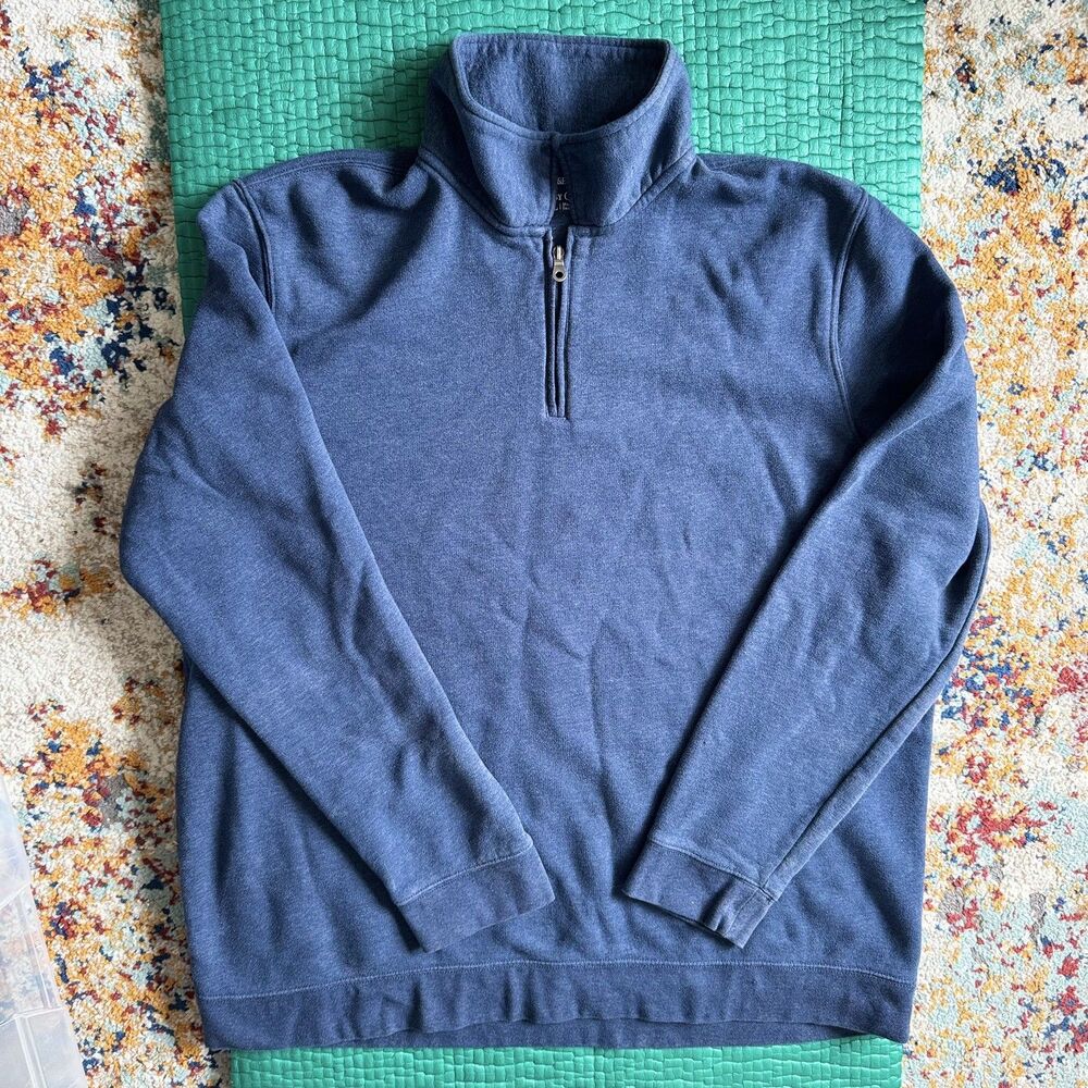 Croft & Barrow Mens XXL Heather Gray 1/4 Zip Mock Neck Sweater Casual Preppy